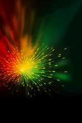 Green, red, yellow, firework, Independence Day Abstract Poster background, copyspace. AI generative