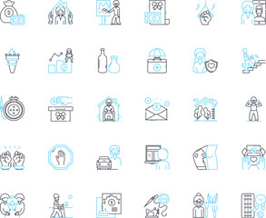 Geriatric care linear icons set. Aging, Elderly, Dementia, Alzheimer's, Palliative, Hospice, End-of-life line vector and concept signs. Independence, Mobility, Falls outline Generative AI