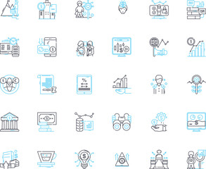 Financial risk linear icons set. Inflation, Budgeting, Debt, Liquidity, Bankruptcy, Credirthiness, Investment line vector and concept signs. Deviation,Volatility,Mitigation outline Generative AI