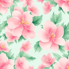 Seamless flower and leaf patterns, mother's day theme, repeating patterns, fabric design, flat illustration, highly detailed clean, vector image, masterpiece, generative AI