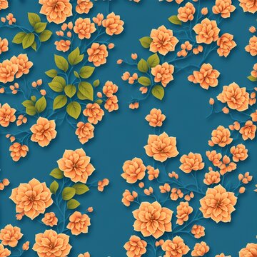 Seamless flower and leaf patterns, mother's day theme, repeating patterns, fabric design, flat illustration, highly detailed clean, vector image, masterpiece, generative AI
