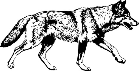 Illustration of revolver in drawing stencil style.