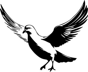 Obraz premium Illustration of dove in black and white style.