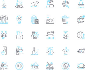 Ecosystem linear icons set. Diversity, Interdependence, Biodiversity, Interaction, Sustainability, Balance, Habitat line vector and concept signs. Population,Food chain,Biomass outline Generative AI