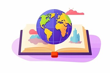 Earth Globe With Open Book Educational Concept Generative AI