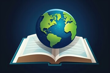 Earth Globe With Reading Book Academic Background Generative AI