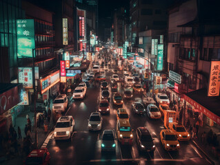 Full road, city, traffic jam