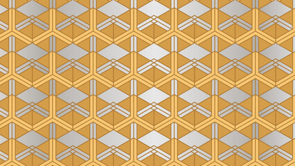 Seamless abstract geometric pattern in yellow color for fabric, background, surface design, packaging Vector illustration