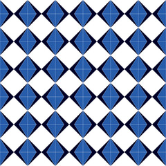 Seamless abstract pattern with geometric shapes in black white and blue colors Geometrical retro template for fabric, background, surface design, packaging Vector illustration