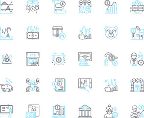 Company funding linear icons set. Venture, Investment, Seed, Angel, Funding, Capital, Equity line vector and concept signs. Angelic,Crowdfunding,IPO outline illustrations Generative AI
