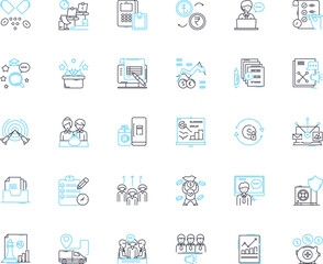 Cost management linear icons set. Budgeting, Forecasting, Analysis, Tracking, Optimization, Reduction, Control line vector and concept signs. Planning,Efficiency,Sourcing outline Generative AI