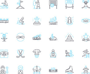 conqueror linear icons set. Victorious, Dominant, Leader, Conquering, Mighty, Winner, Powerful line vector and concept signs. Invincible,Overcoming,Master outline illustrations Generative AI
