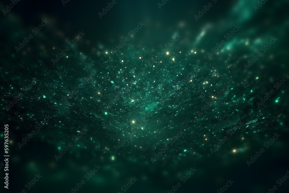 Wall mural green emerald background with shining elements. neural network ai generated art