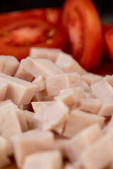 Sliced fresh chicken ham from meat