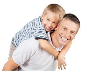 Father Giving Son a Piggyback Ride