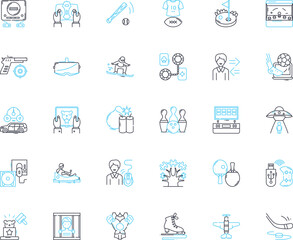 Artistic expression linear icons set. Creativity, Imagination, Inspiration, Painting, Sculpture, Drawing, Photography line vector and concept signs. Dance,Music,Theater outline illustrations