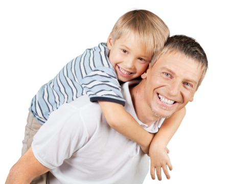Father Giving Son a Piggyback Ride