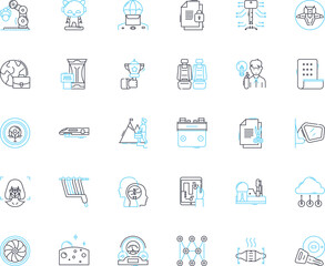 Artificial Intelligence - AI linear icons set. MachineLearning, Robotics, Automation, Cognitive computing, Neural nerks, Big data, Natural language processing line vector and concept signs