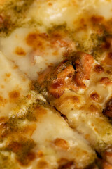 delicious homemade fast food pizza with seafood shrimp