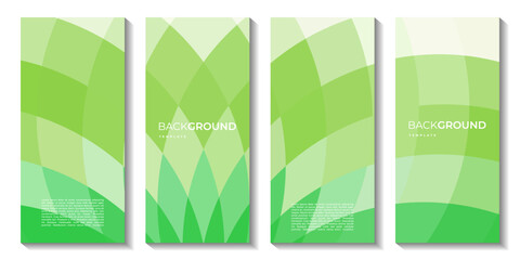 set of brochures with abstract green geometric background