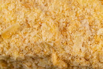 delicious piece of cake with puff pastry and sweet cream