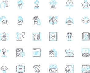 3D modeling linear icons set. Rendering, Surface, Texture, Animation, Mesh, Blender, Solidworks line vector and concept signs. Autocad,Maya,Sketchup outline illustrations