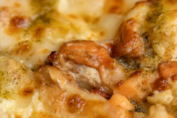 delicious homemade fast food pizza with seafood shrimp