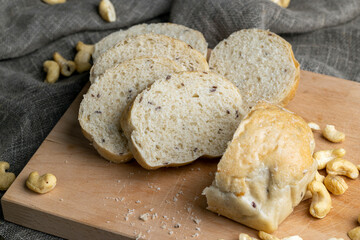 Sliced wheat loaf of fresh bread