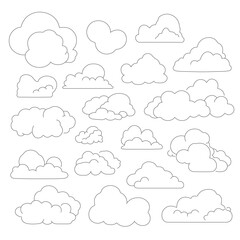 Set of clouds, outlines, vector, editable stroke