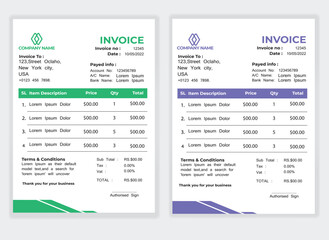 Fototapeta na wymiar Business corporate creative invoice template.minimal style invoice vector template design