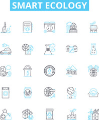 Smart ecology vector line icons set. Smart, Ecology, Sustainable, Renewable, Green, E-waste, Recycling illustration outline concept symbols and signs