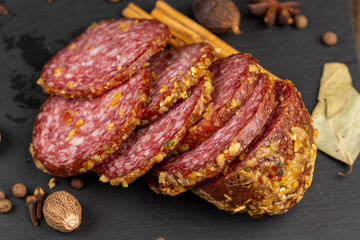 Pork sausage with spices and a lot of garlic