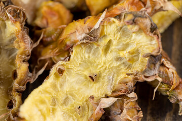 green-yellow peel of ripe pineapple close-up