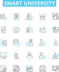 Smart university vector line icons set. Smart, University, Educational, Learning, Intelligent, Innovative, Knowledgeable illustration outline concept symbols and signs