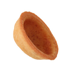 Half of delicious nut shaped cookie isolated on white