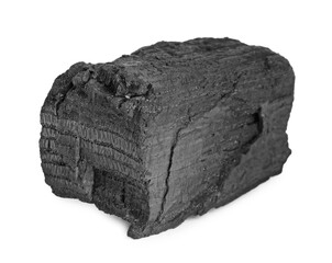 Piece of coal isolated on white. Mineral deposits