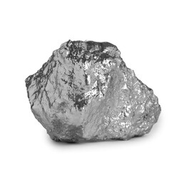 One shiny silver nugget on white background