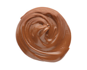 Smear of tasty chocolate paste on white background, top view
