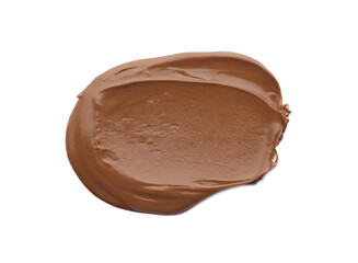 Smear of tasty chocolate paste on white background, top view