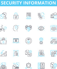 Security information vector line icons set. Security, Information, Protection, System, Data, Guard, Encryption illustration outline concept symbols and signs