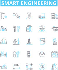Smart engineering vector line icons set. engineer, smart, engineering, intelligent, automation, electronics, networking illustration outline concept symbols and signs