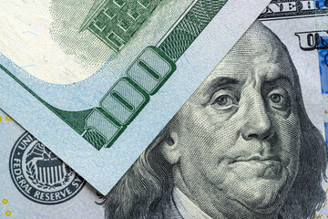 One hundred American dollars close up