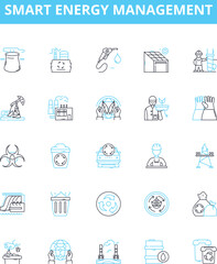 Smart energy management vector line icons set. Smart, Energy, Management, Automation, Conservation, Monitoring, Technology illustration outline concept symbols and signs