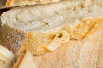 Sliced at home soft and fresh loaf of bread