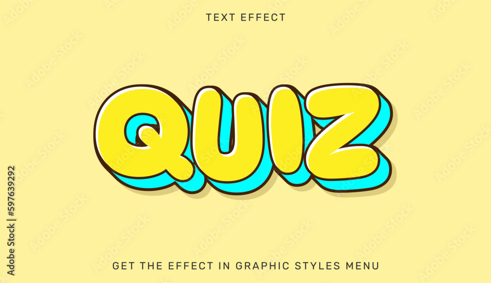 Poster quiz editable text effect in 3d style