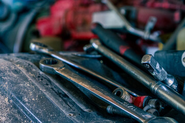 A bustling truck maintenance shop, providing comprehensive truck wash services and expert repair solutions for both trucks and trailers.