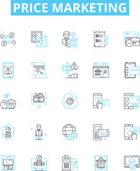Price marketing vector line icons set. Pricing, Marketing, Cost, Strategy, Promotion, Sales, Discounts illustration outline concept symbols and signs