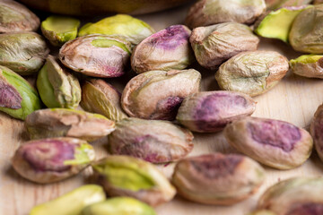 Crispy delicious pistachios with salt without shell