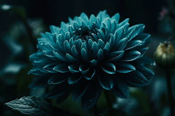 Dark blue flower. Generative AI