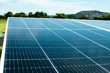 módulos de placas fotovoltaicas e detalhes das peças para geração de energia limpa